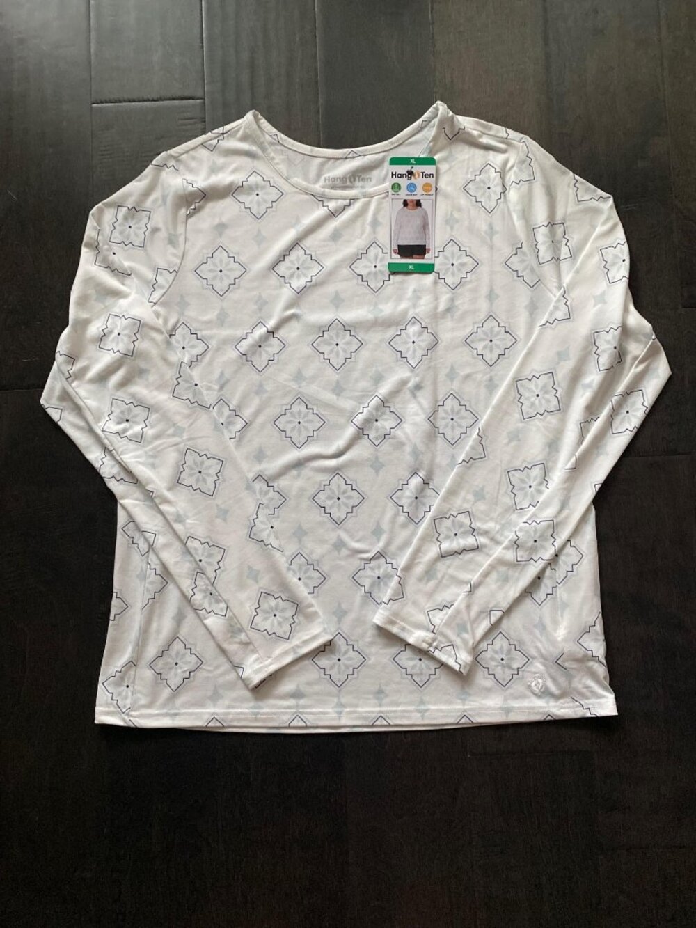 NEW Women's Hang Ten Quick Dry UPF 50+ Sun Protection LS T Shirt, White, XL